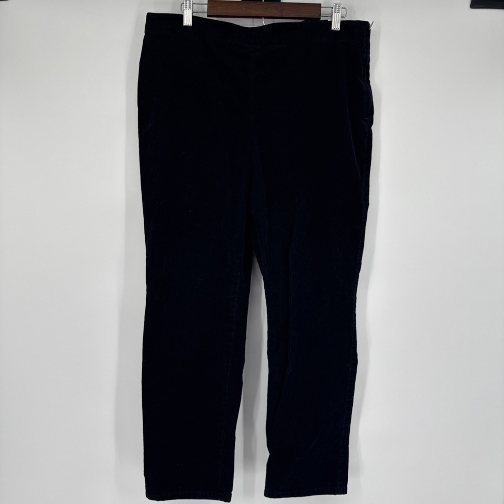 Talbots Straight Leg Side Zip Pants Women's 16 Corduroy Black Velvet Pull On